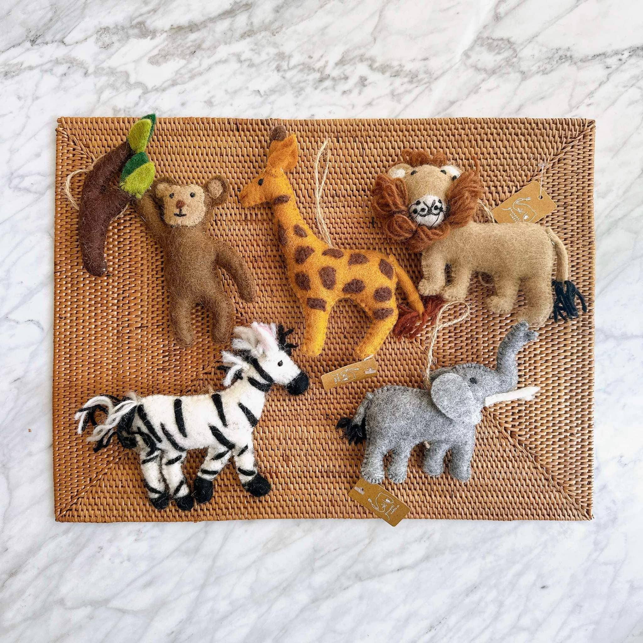 Safari Animal Ornament - Set of 5