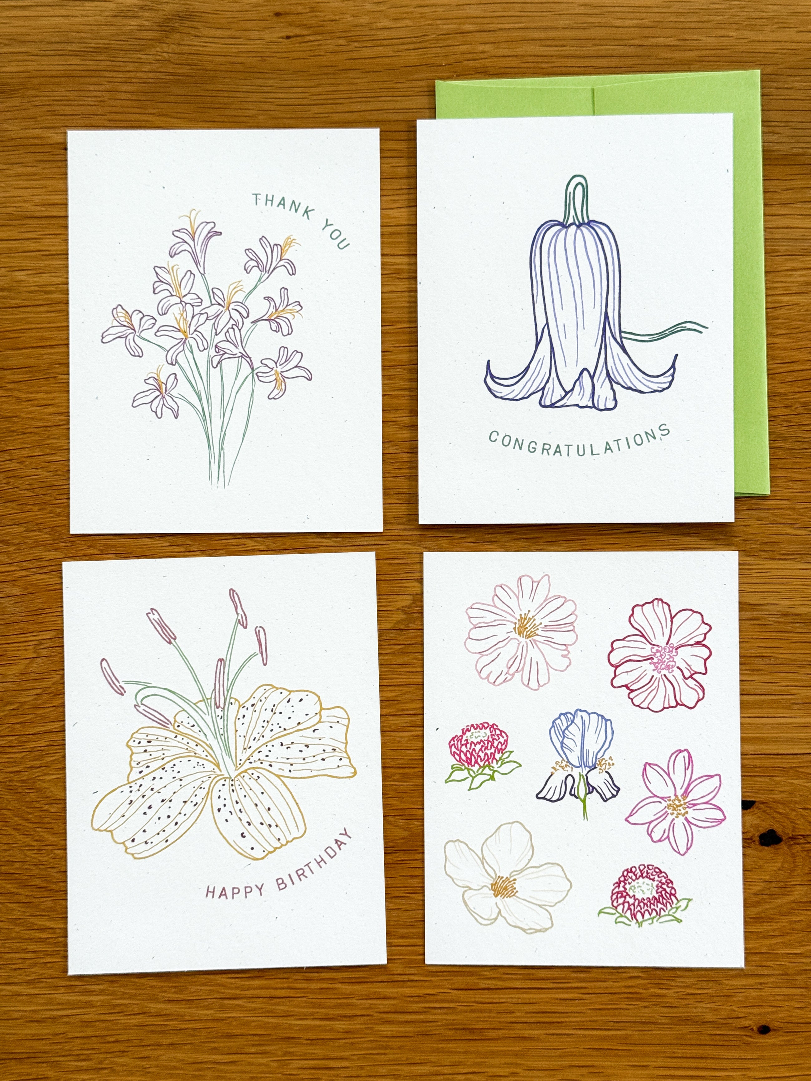 "Madoo Flowers" 4-Pack Greeting Cards