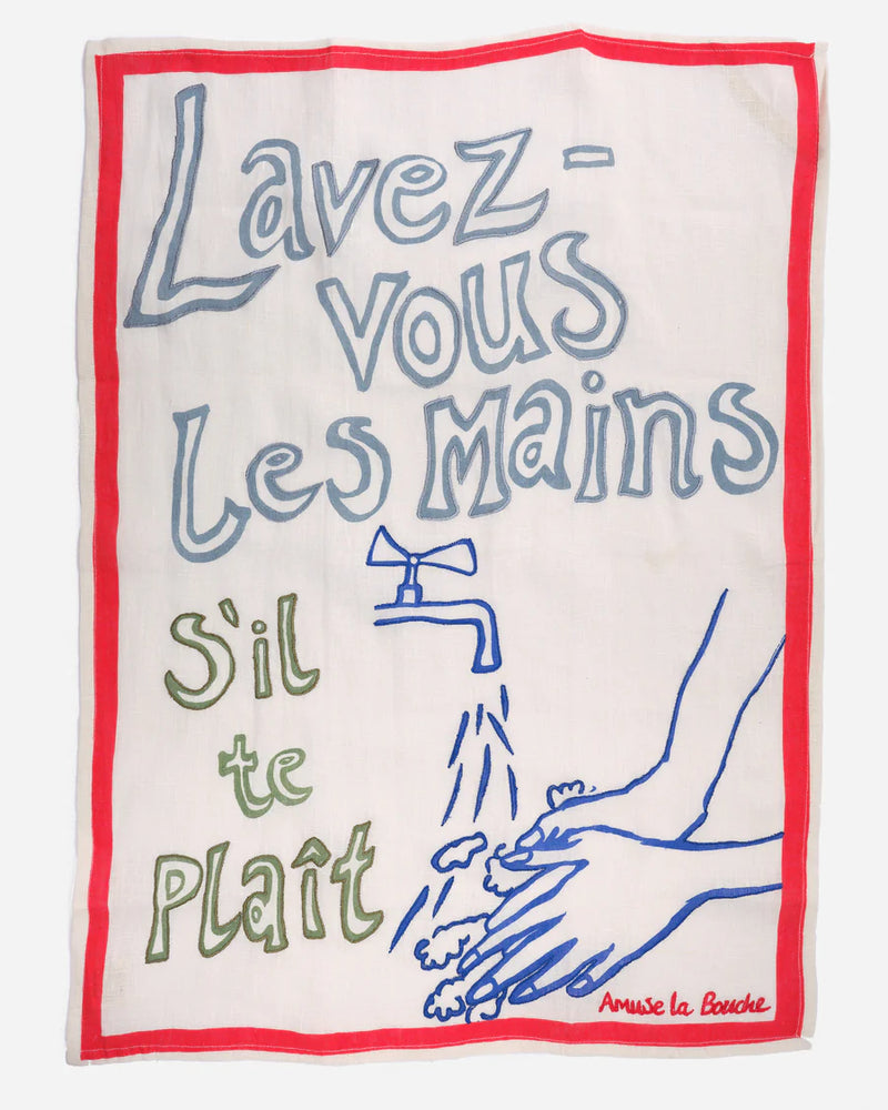 "Wash Your Hands" Linen Tea Towel