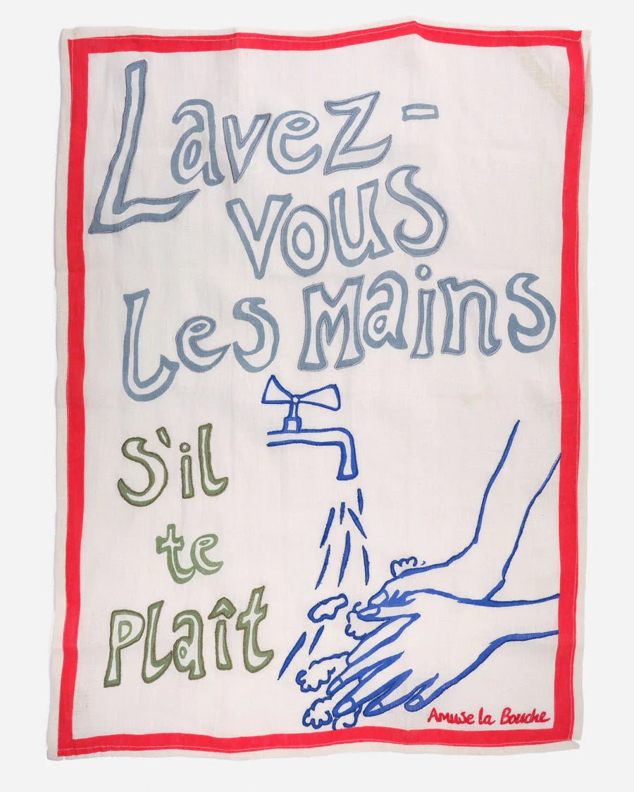 "Wash Your Hands" Linen Tea Towel