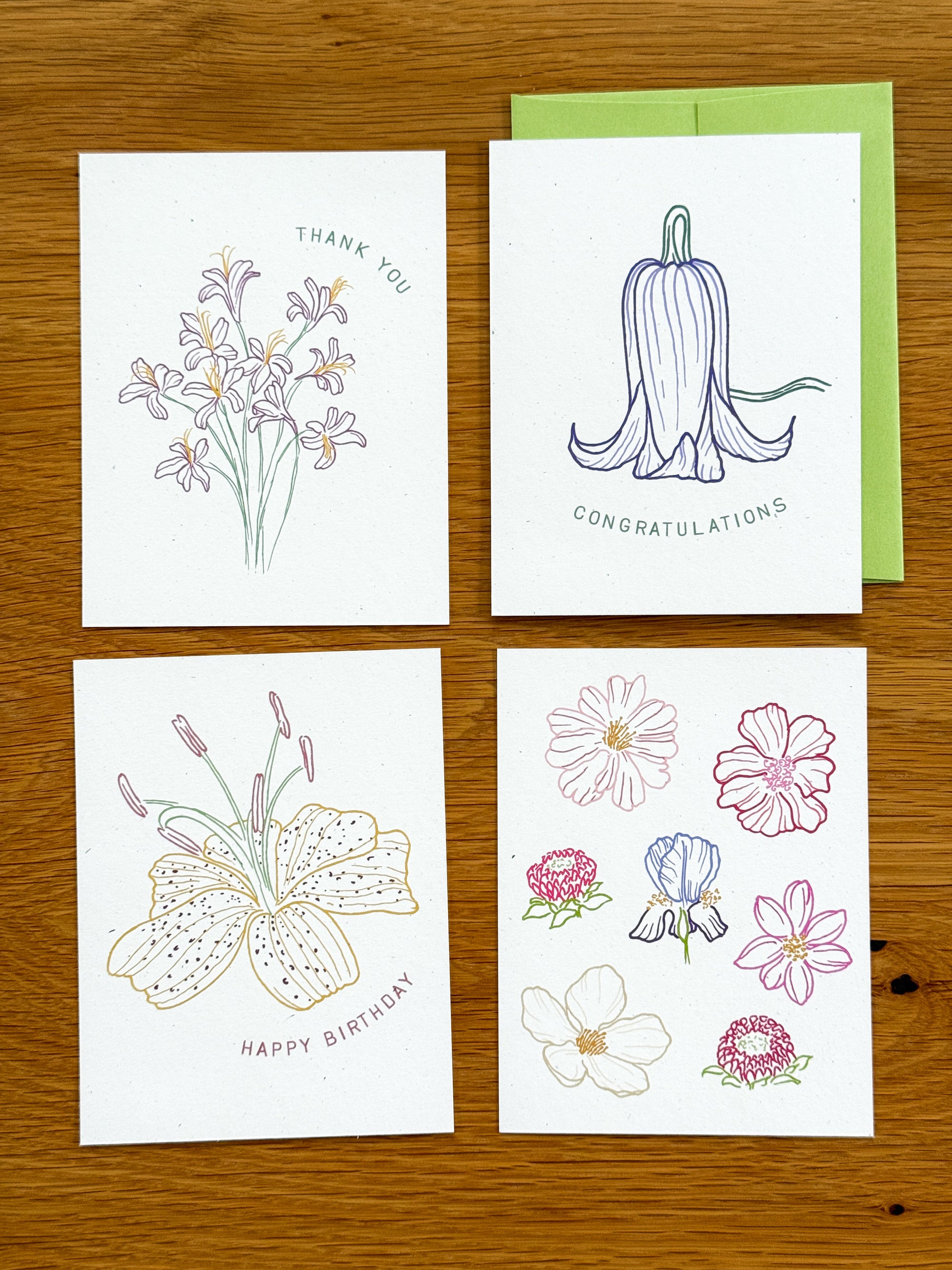 "Madoo Flowers" 4-Pack Greeting Cards