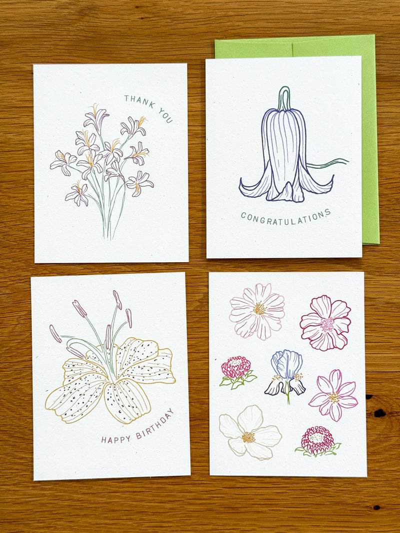 "Madoo Flowers" 4-Pack Greeting Cards
