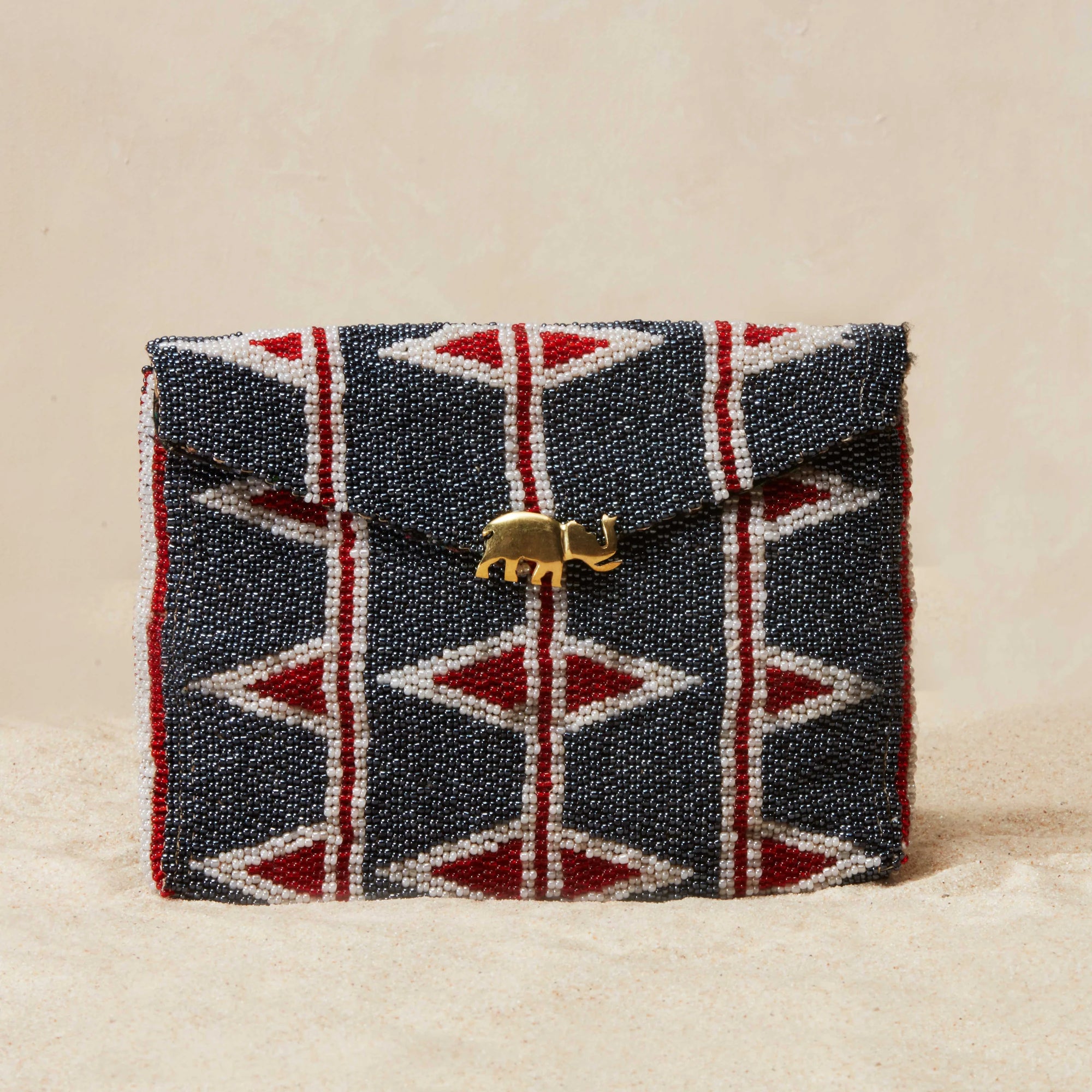 The Manyatta Beaded Bag, Grey/Red