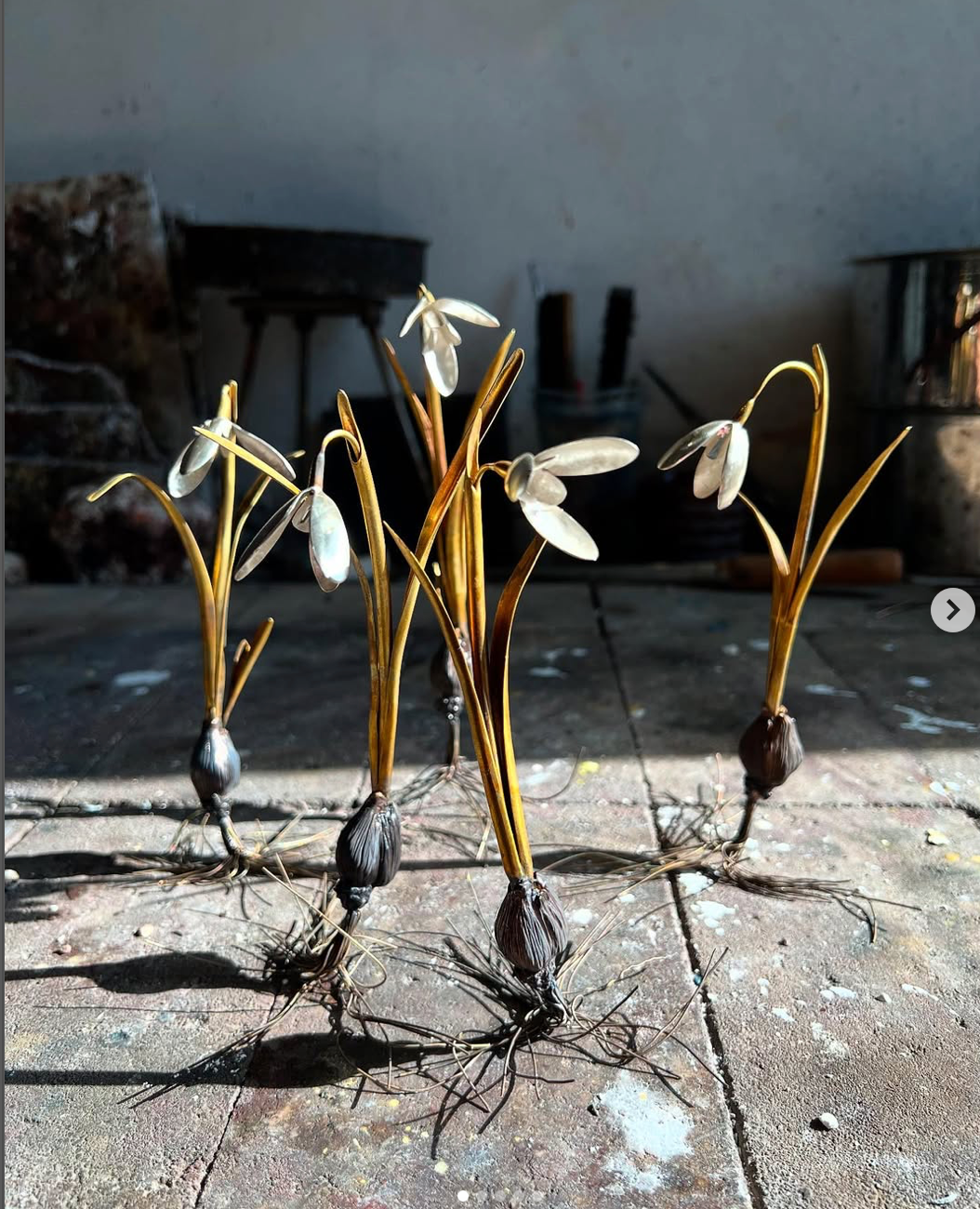 Sterling Silver, Brass, Bronze Botanical Sculpture