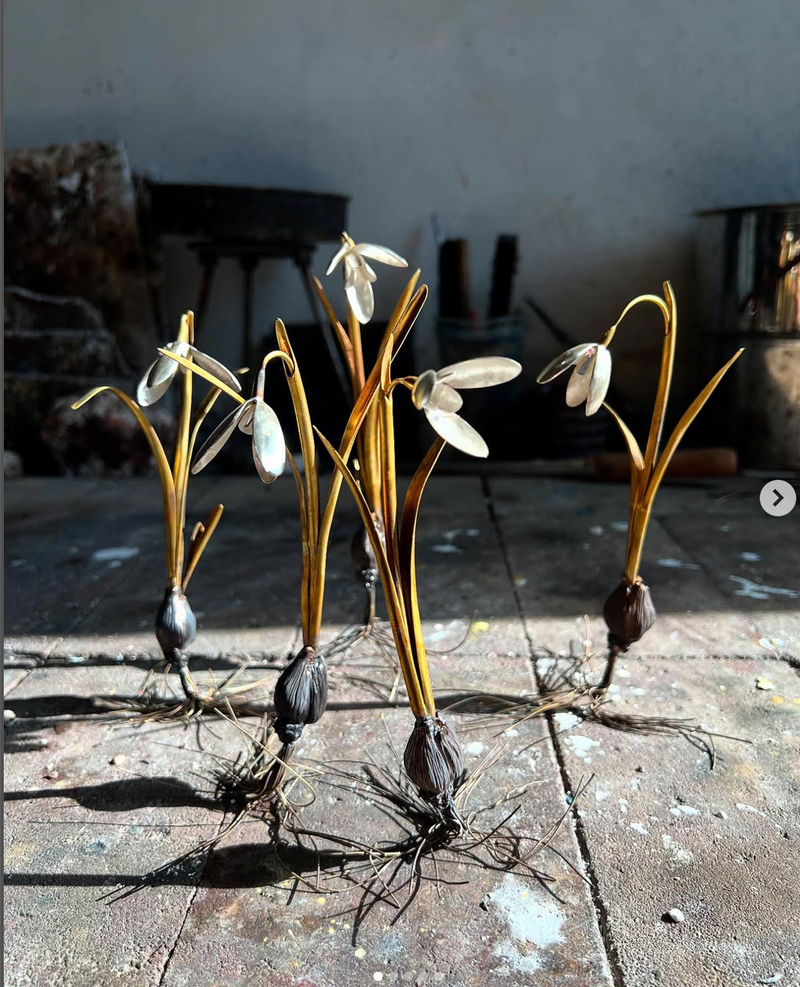 Sterling Silver, Brass, Bronze Botanical Sculpture